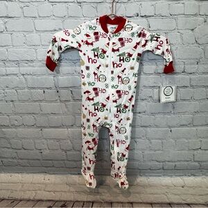 Little Me Christmas Bamboo Zip Footie